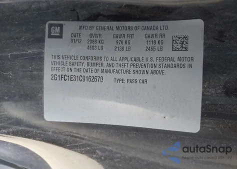 2012 Chevrolet Camaro 2Lt from USA, damaged, VIN 2G1FC1E31C9162670